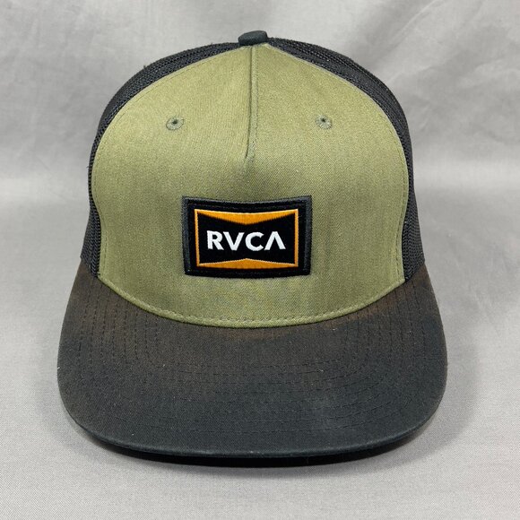 RVCA Snapback Hat Cap Black Trucker Mesh Streetwear Skater Surfer Outdoor Mens - Picture 2 of 15